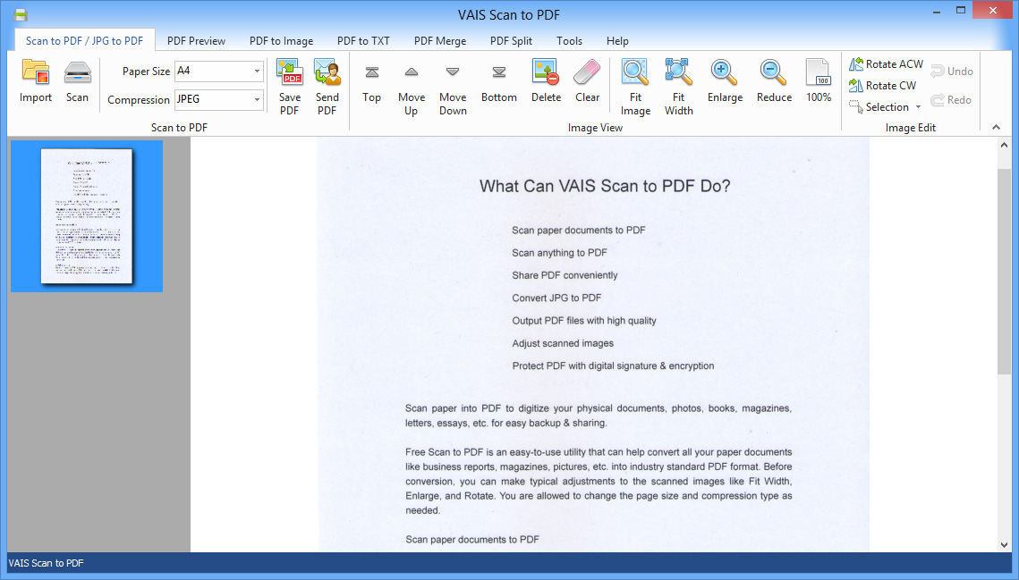 VAIS Scan to PDF Screenshot